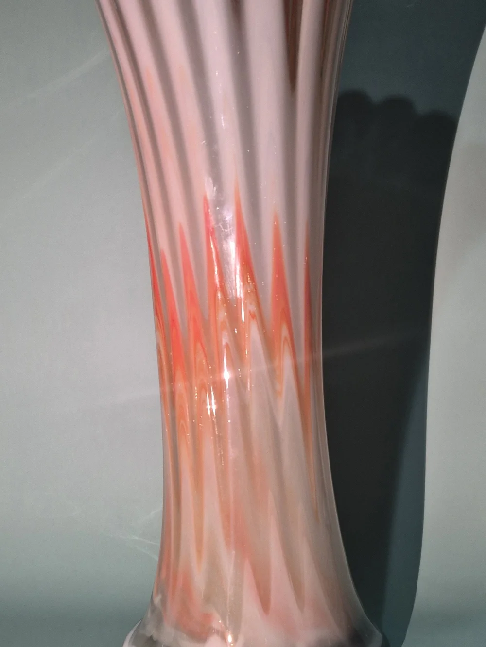 Orange White Glass Vase Swung Art Glass